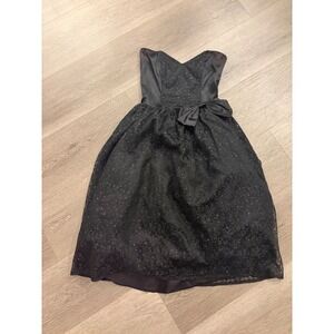Gunne Sax Jessica McClintock Vintage 80s Black Lace Sparkly Drop Waist Dress 7/8